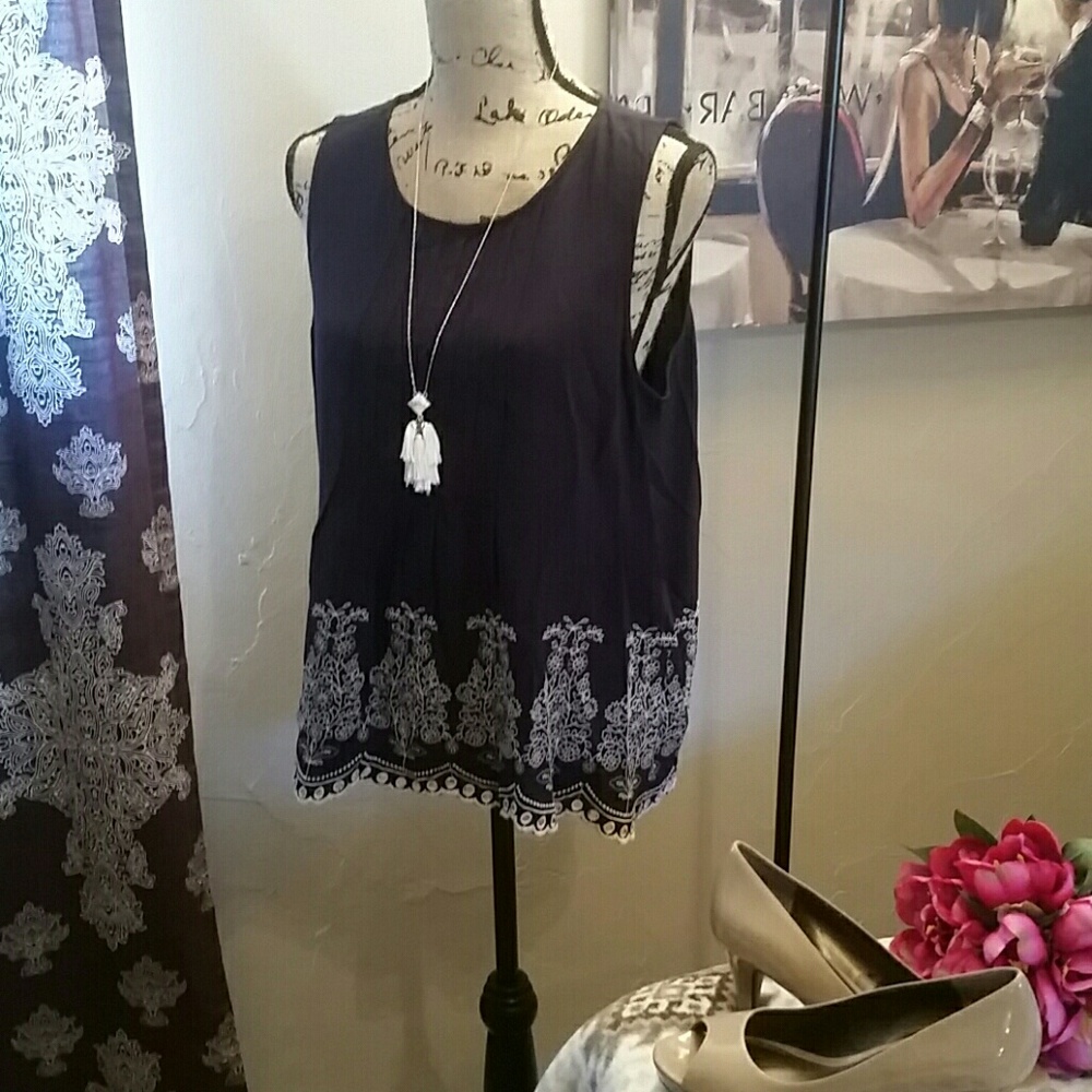Ann Taylor Loft Navy Sleeveless Top